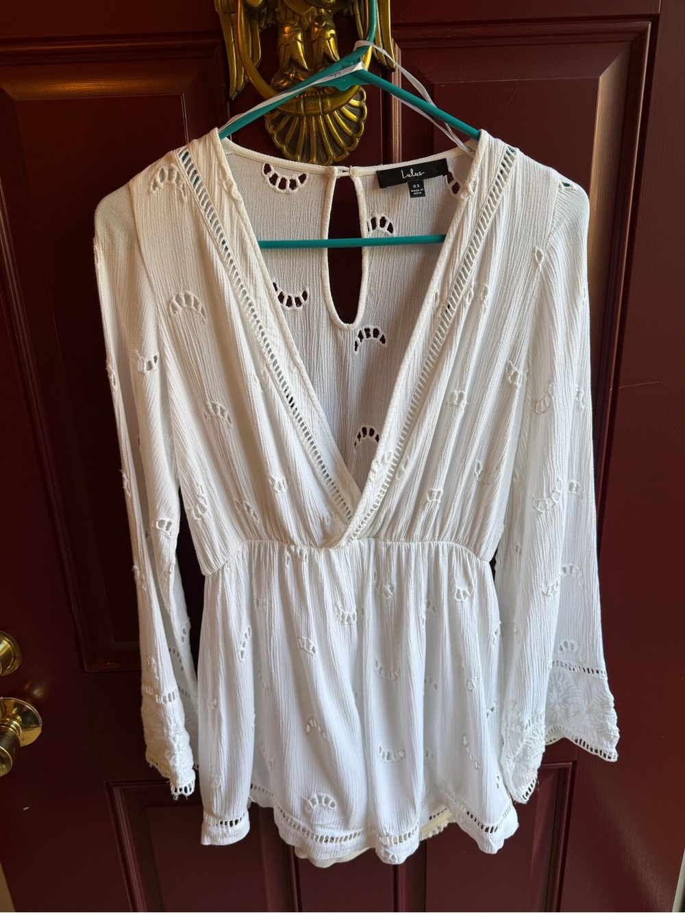 Lulu's White Eyelet Tank with V-Neck